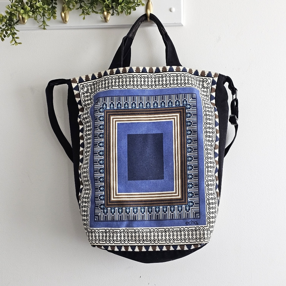 Echo Canvas Geometric Print Tote Bag Crossbody Tribal Boho Laptop Work Bag